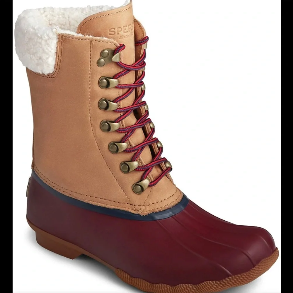 NWT Sperry Saltwater Tall Leather Cozy Duck Boots‎